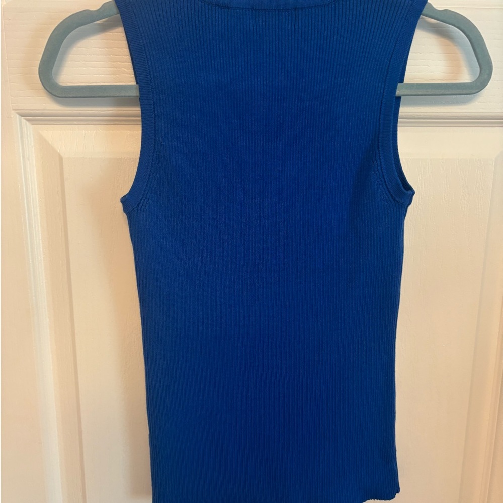 Tahari Royal Blue Ribbed Tank Top. Medium - Picture 8 of 11